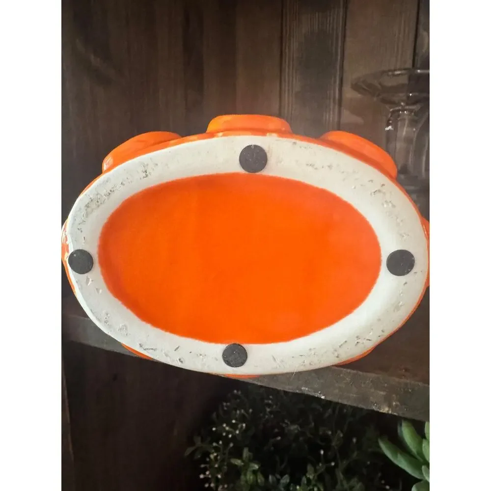 Retro Orange Bubble Studded Ceramic Vase 11” Pop Art Summerween Fall Halloween